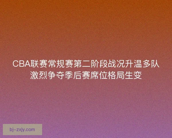 CBA联赛常规赛第二阶段战况升温多队激烈争夺季后赛席位格局生变